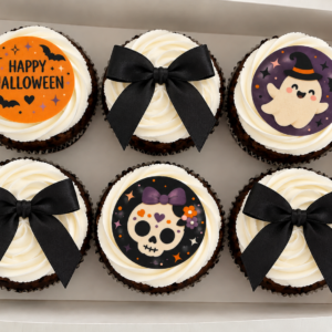 6 cupcakes especial Halloween con lazos
